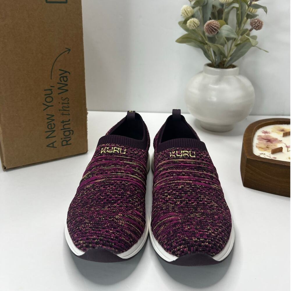Kuru Stride Novaknit Slip On Comfort Sneaker Plum Purple Confetti Women 6M NWB - Picture 2 of 10